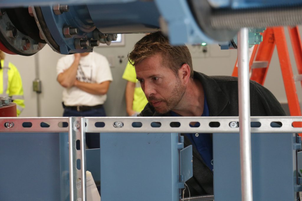 Man in water treatment plant